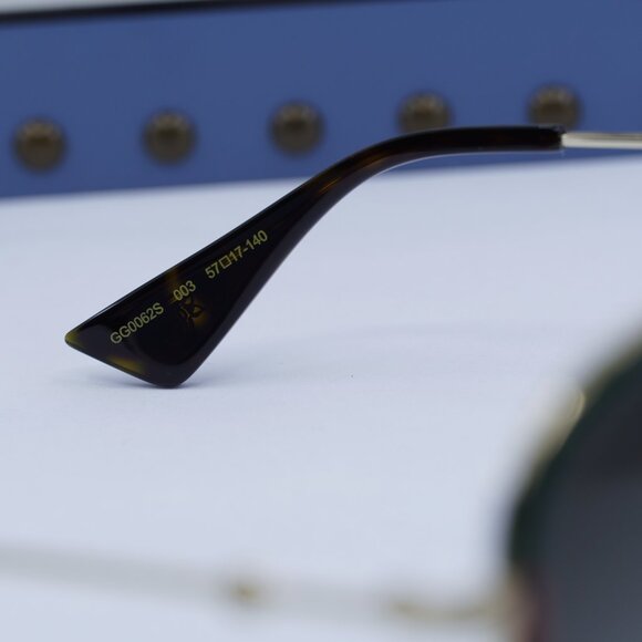 Gucci GG0062S 003 Aviator Sunglasses - Gold/Green/Red/Green - Picture 9 of 12